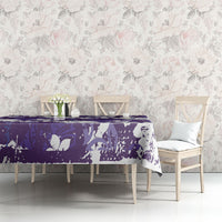 Purple Hawaiian Hibiscus Monstera Tablecloth Grunge Stylized LT01 - Polynesian Pride