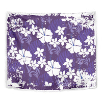 Purple Hawaiian Hibiscus Monstera Tapestry Grunge Stylized LT01 - Polynesian Pride