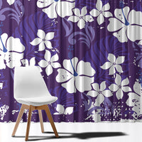 Purple Hawaiian Hibiscus Monstera Window Curtain Grunge Stylized LT01 - Polynesian Pride