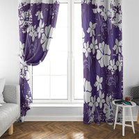 Purple Hawaiian Hibiscus Monstera Window Curtain Grunge Stylized LT01 - Polynesian Pride
