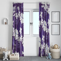 Purple Hawaiian Hibiscus Monstera Window Curtain Grunge Stylized LT01 - Polynesian Pride