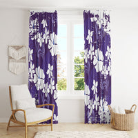 Purple Hawaiian Hibiscus Monstera Window Curtain Grunge Stylized LT01 - Polynesian Pride