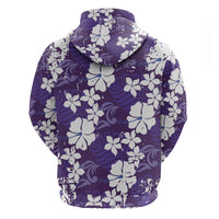 Purple Hawaiian Hibiscus Monstera Zip Hoodie Grunge Stylized LT01 - Polynesian Pride