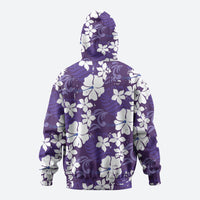Purple Hawaiian Hibiscus Monstera Zip Hoodie Grunge Stylized LT01 - Polynesian Pride