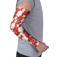 Red Hawaiian Hibiscus Monstera Arm Sleeves Grunge Stylized LT01 - Polynesian Pride