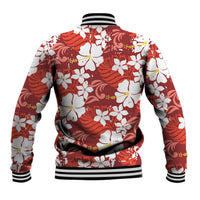 Red Hawaiian Hibiscus Monstera Baseball Jacket Grunge Stylized LT01 - Polynesian Pride