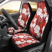 Red Hawaiian Hibiscus Monstera Car Seat Cover Grunge Stylized LT01 - Polynesian Pride
