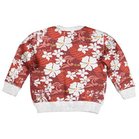 Red Hawaiian Hibiscus Monstera Kid Ugly Christmas Sweater Grunge Stylized LT01 - Polynesian Pride