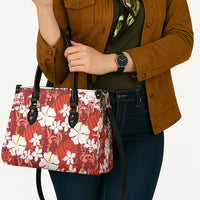 Red Hawaiian Hibiscus Monstera Leather Bag Grunge Stylized LT01 - Polynesian Pride