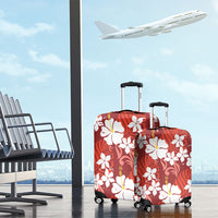 Red Hawaiian Hibiscus Monstera Luggage Cover Grunge Stylized LT01 - Polynesian Pride