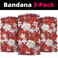 Red Hawaiian Hibiscus Monstera Neck Gaiter Grunge Stylized LT01 package One Size: 25*50cm Red - Polynesian Pride