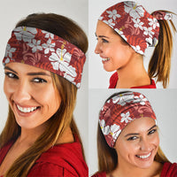 Red Hawaiian Hibiscus Monstera Neck Gaiter Grunge Stylized LT01 - Polynesian Pride