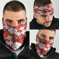 Red Hawaiian Hibiscus Monstera Neck Gaiter Grunge Stylized LT01 - Polynesian Pride
