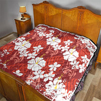 Red Hawaiian Hibiscus Monstera Quilt Grunge Stylized LT01 - Polynesian Pride
