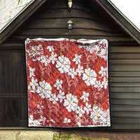 Red Hawaiian Hibiscus Monstera Quilt Grunge Stylized LT01 - Polynesian Pride