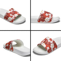 Red Hawaiian Hibiscus Monstera Slide Sandals Grunge Stylized LT01 - Polynesian Pride