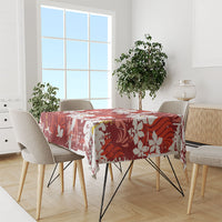 Red Hawaiian Hibiscus Monstera Tablecloth Grunge Stylized LT01 - Polynesian Pride