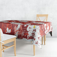 Red Hawaiian Hibiscus Monstera Tablecloth Grunge Stylized LT01 - Polynesian Pride