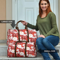 Red Hawaiian Hibiscus Monstera Travel Bag Grunge Stylized LT01 - Polynesian Pride