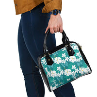 Teal Hawaiian Hibiscus Monstera Shoulder Handbag Grunge Stylized LT01 - Polynesian Pride