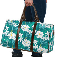 Teal Hawaiian Hibiscus Monstera Travel Bag Grunge Stylized LT01 - Polynesian Pride