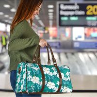 Teal Hawaiian Hibiscus Monstera Travel Bag Grunge Stylized LT01 - Polynesian Pride