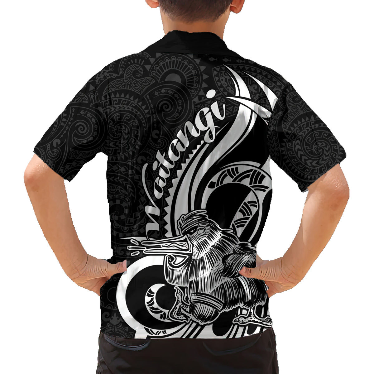 New Zealand Waitangi Day Kid Hawaiian Shirt Aotearoa Te Tiriti O Waitangi Kiwi Black Version LT01 - Polynesian Pride