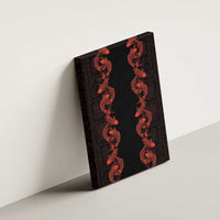 Hawaii Japan Koi Fish Red Canvas Wall Art Tapa Pattern - Polynesian Pride