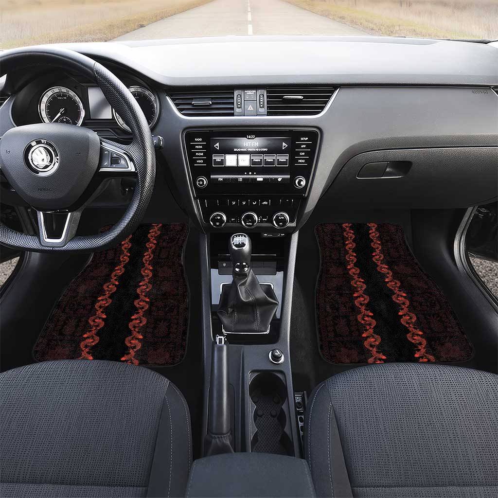 Hawaii Japan Koi Fish Red Car Mats Tapa Pattern - Polynesian Pride