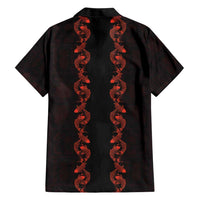 Hawaii Japan Koi Fish Red Family Matching Short Sleeve Bodycon Dress and Hawaiian Shirt Tapa Pattern - Polynesian Pride