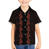 Hawaii Japan Koi Fish Red Family Matching Summer Maxi Dress and Hawaiian Shirt Tapa Pattern - Polynesian Pride