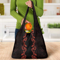 Hawaii Japan Koi Fish Red Grocery Bag Tapa Pattern - Polynesian Pride