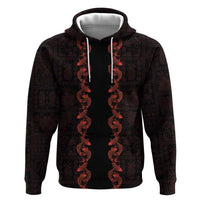 Hawaii Japan Koi Fish Red Hoodie Tapa Pattern - Polynesian Pride