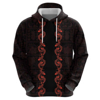 Hawaii Japan Koi Fish Red Hoodie Tapa Pattern - Polynesian Pride