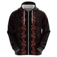 Hawaii Japan Koi Fish Red Hoodie Tapa Pattern - Polynesian Pride