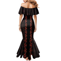 Hawaii Japan Koi Fish Red Mermaid Dress Tapa Pattern - Polynesian Pride