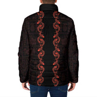 Hawaii Japan Koi Fish Red Padded Jacket Tapa Pattern - Polynesian Pride