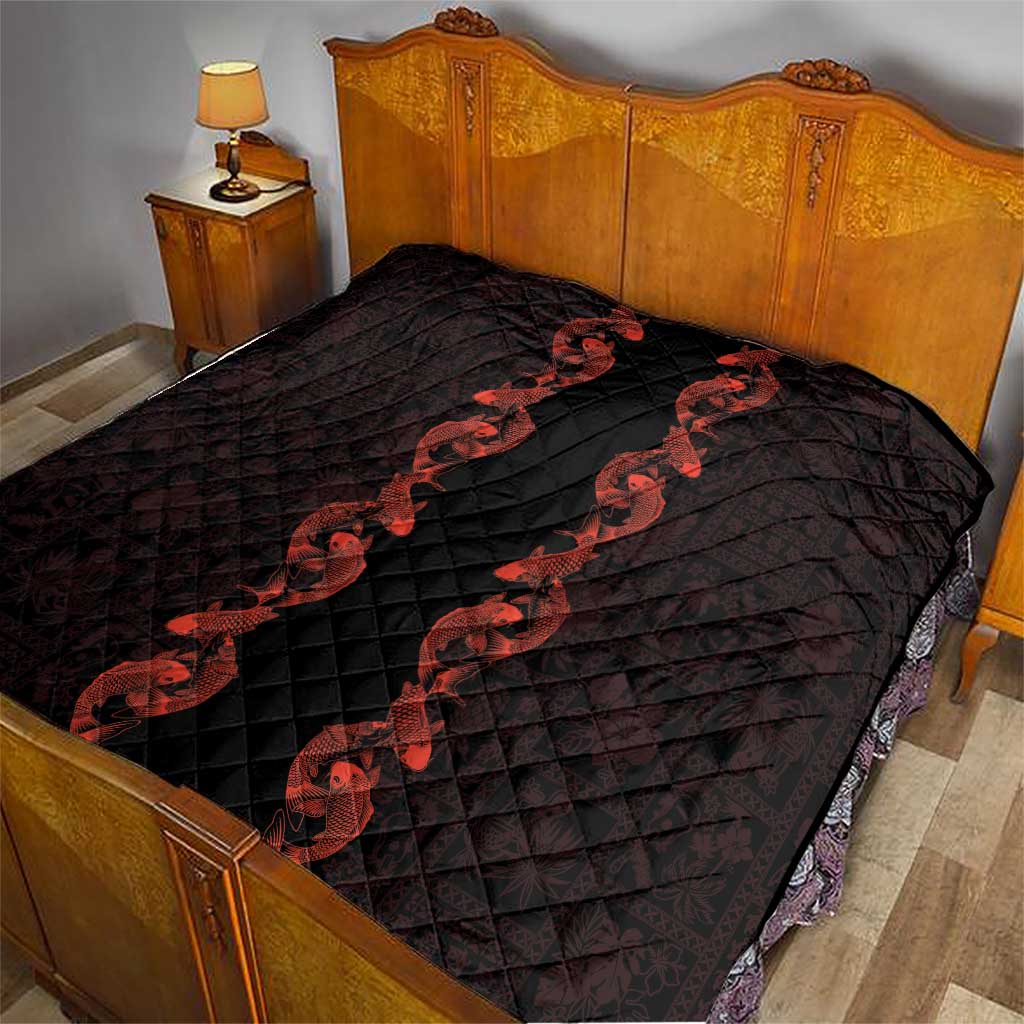Hawaii Japan Koi Fish Red Quilt Tapa Pattern - Polynesian Pride
