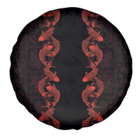 Hawaii Japan Koi Fish Red Spare Tire Cover Tapa Pattern - Polynesian Pride