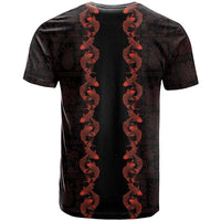 Hawaii Japan Koi Fish Red T Shirt Tapa Pattern - Polynesian Pride