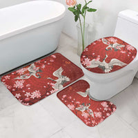Hawaii Japan Cranes Sakura Flower Red Bathroom Set Japan Heritage Spirit LT01 - Polynesian Pride