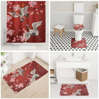 Hawaii Japan Cranes Sakura Flower Red Bathroom Set Japan Heritage Spirit LT01 - Polynesian Pride