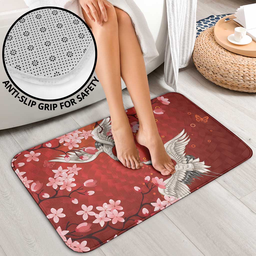 Hawaii Japan Cranes Sakura Flower Red Bathroom Set Japan Heritage Spirit LT01 - Polynesian Pride