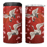 Hawaii Japan Cranes Sakura Flower Red 4 in 1 Can Cooler Tumbler Japan Heritage Spirit LT01 One Size: 16 oz Red - Polynesian Pride