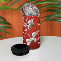 Hawaii Japan Cranes Sakura Flower Red 4 in 1 Can Cooler Tumbler Japan Heritage Spirit LT01 - Polynesian Pride