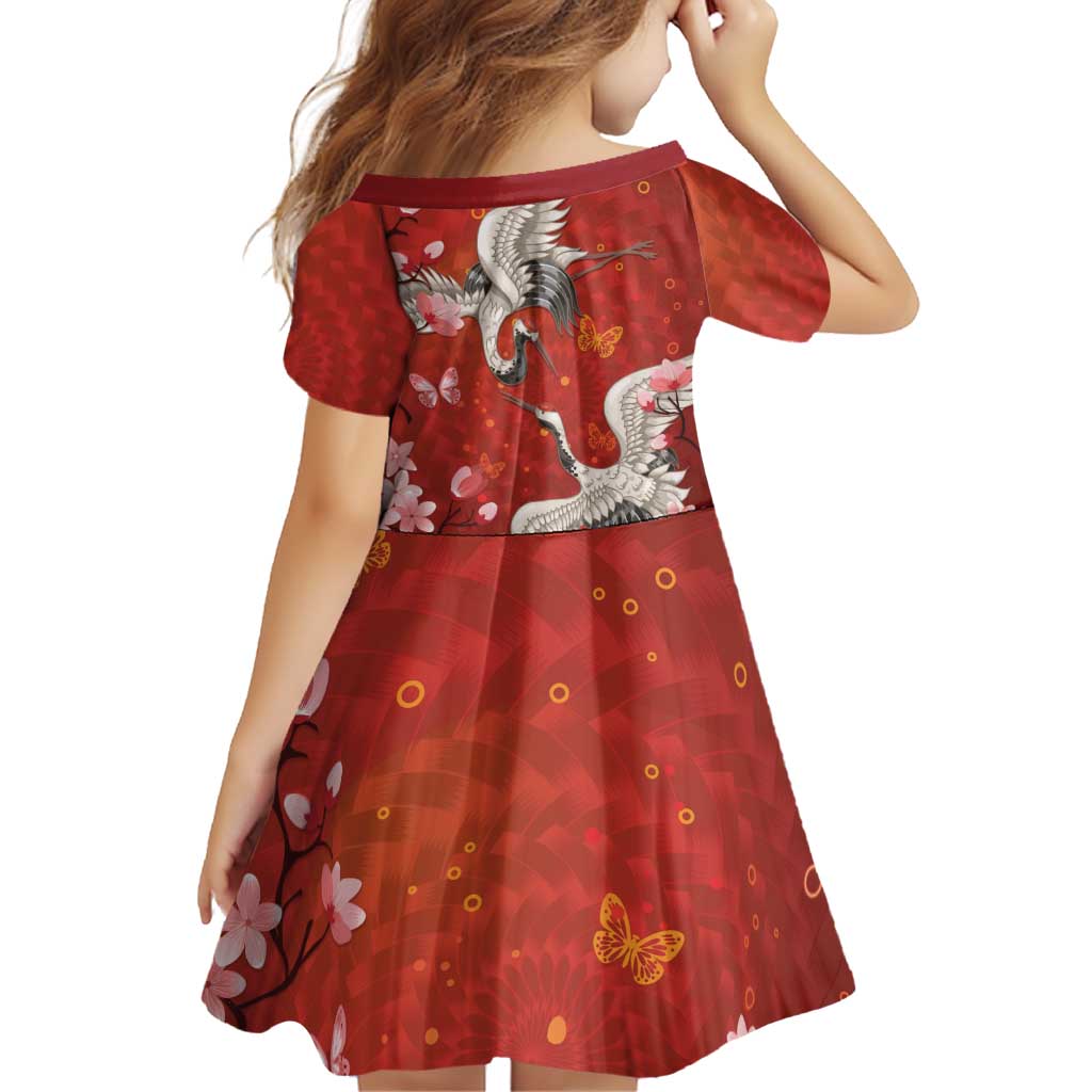Hawaii Japan Cranes Sakura Flower Red Family Matching Long Sleeve Bodycon Dress and Hawaiian Shirt Japan Heritage Spirit LT01 - Polynesian Pride