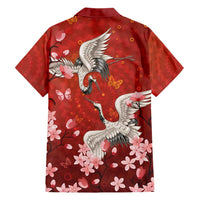 Hawaii Japan Cranes Sakura Flower Red Family Matching Puletasi and Hawaiian Shirt Japan Heritage Spirit LT01 - Polynesian Pride