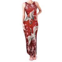 Hawaii Japan Cranes Sakura Flower Red Family Matching Tank Maxi Dress and Hawaiian Shirt Japan Heritage Spirit LT01 Mom's Dress Red - Polynesian Pride