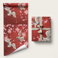 Hawaii Japan Cranes Sakura Flower Red Wrapping Paper Japan Heritage Spirit