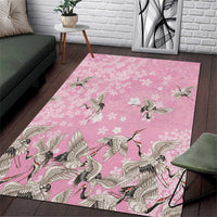 Cranes Sakura Floral Pink Pastel Area Rug Hawaii Japan Culture LT01 Pink - Polynesian Pride